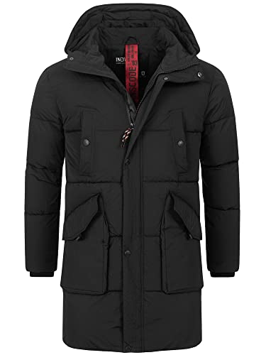 Indicode Herren Dexter Winterjacke mit Kapuze | Herrenjacke Jacke Steppjacke Männer Black S von Indicode