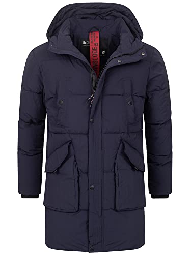 Indicode Herren Dexter Winterjacke mit Kapuze | Herrenjacke Jacke Steppjacke Männer Navy M von Indicode