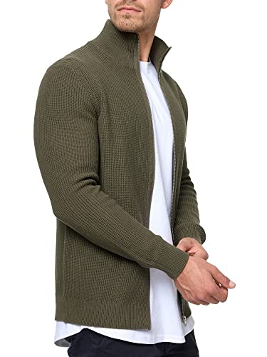 Indicode Herren Dodson Strickjacke mit Stehkragen aus Baumwolle | Cardigan für Männer Army L von Indicode