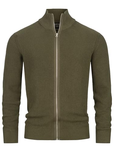 Indicode Herren Dodson Strickjacke mit Stehkragen aus Baumwolle | Cardigan für Männer Army, XXL von Indicode