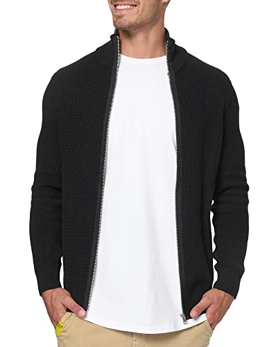 Indicode Herren Dodson Strickjacke mit Stehkragen aus Baumwolle | Cardigan für Männer Black L von Indicode