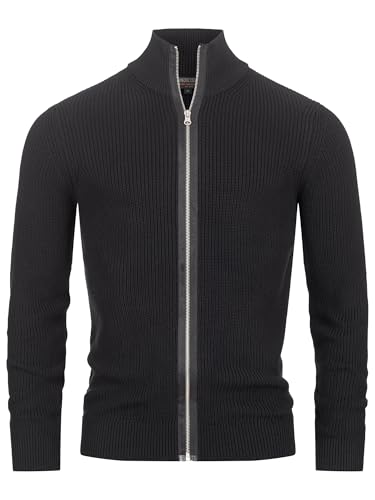 Indicode Herren Dodson Strickjacke mit Stehkragen aus Baumwolle | Cardigan für Männer Black, M von Indicode