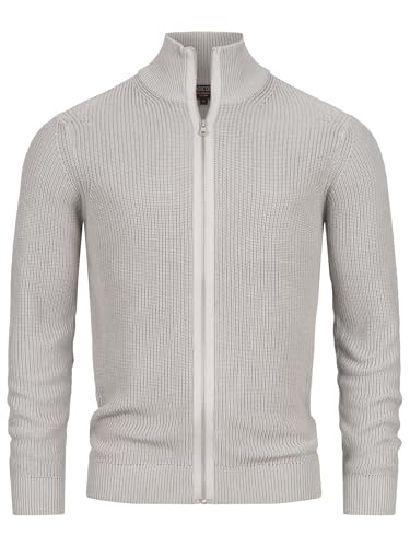 Indicode Herren Dodson Strickjacke mit Stehkragen aus Baumwolle | Cardigan für Männer Lt Grey Mix, XL von Indicode