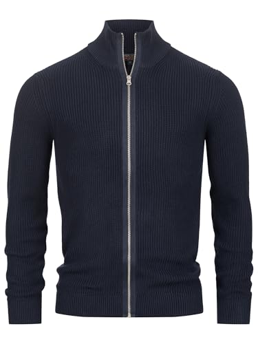 Indicode Herren Dodson Strickjacke mit Stehkragen aus Baumwolle | Cardigan für Männer Navy, L von Indicode