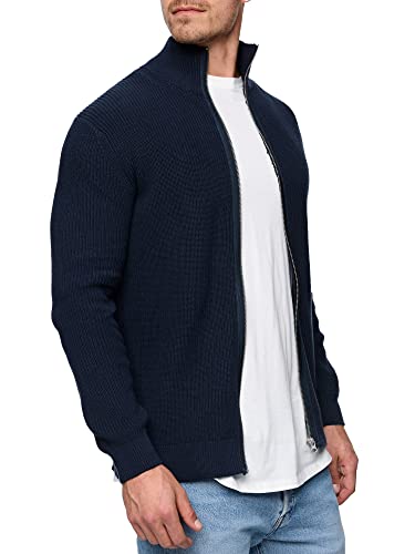 Indicode Herren Dodson Strickjacke mit Stehkragen aus Baumwolle | Cardigan für Männer Navy S von Indicode