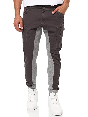 Indicode Herren Drogo Cargohose aus Baumwolle mit 5 Taschen | Freizeithose für Männer Dk Grey XXL von Indicode