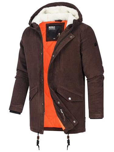 Indicode Herren Dudley Winterjacke aus Baumwolle (Cord) mit Kapuze | Winterparka Parka Demitasse mix, S von Indicode