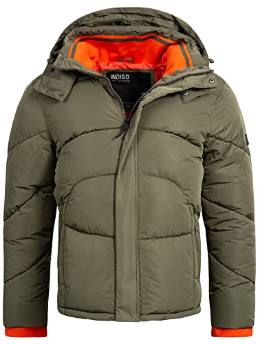 Indicode Herren Dunlap Winterjacke mit abnehmbarer Kapuze | Herrenjacke Steppjacke Männer Army L von Indicode