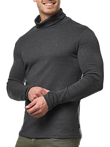 Indicode Herren Eagon Langarmshirt mit Rollkragen | Langarm Shirt Longsleeve für Männer Charcoal Mix L von Indicode