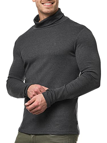 Indicode Herren Eagon Langarmshirt mit Rollkragen | Langarm Shirt Longsleeve für Männer Charcoal Mix, XL von Indicode