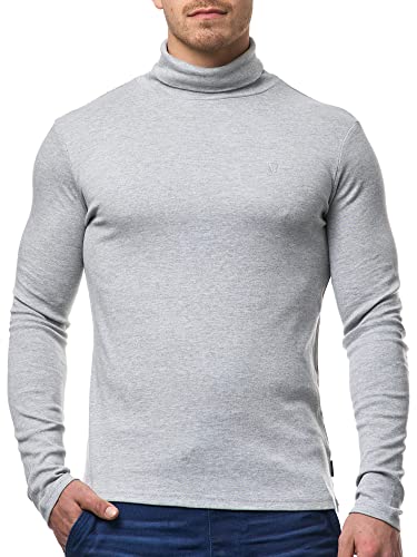 Indicode Herren Eagon Langarmshirt mit Rollkragen | Langarm Shirt Longsleeve für Männer Grey Mix, L von Indicode