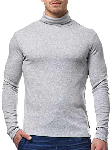 Indicode Herren Eagon Langarmshirt mit Rollkragen | Langarm Shirt Longsleeve für Männer Grey Mix XL von Indicode