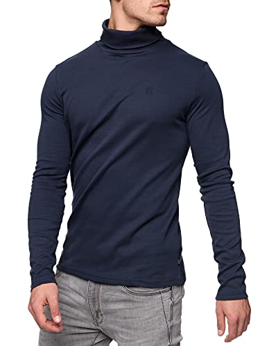 Indicode Herren Eagon Langarmshirt mit Rollkragen | Langarm Shirt Longsleeve für Männer Navy M von Indicode