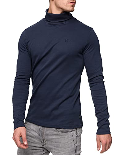 Indicode Herren Eagon Langarmshirt mit Rollkragen | Langarm Shirt Longsleeve für Männer Navy, M von Indicode