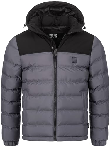 Indicode Herren Eberhardy Steppjacke in Daunenjacken-Optik | Winterjacke Übergangsjacke Dk Grey L von Indicode