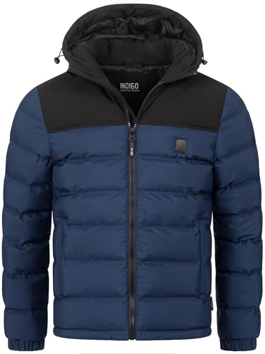 Indicode Herren Eberhardy Steppjacke in Daunenjacken-Optik | Winterjacke Übergangsjacke Navy M von Indicode