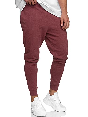 Indicode Herren Eberline Jogginghose aus 60% Baumwolle | Trainingshose Jogger für Männer Bordeaux Mix, XXL von Indicode