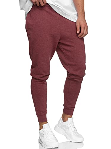 Indicode Herren Eberline Jogginghose aus 60% Baumwolle | Trainingshose Jogger für Männer Bordeaux Mix XL von Indicode