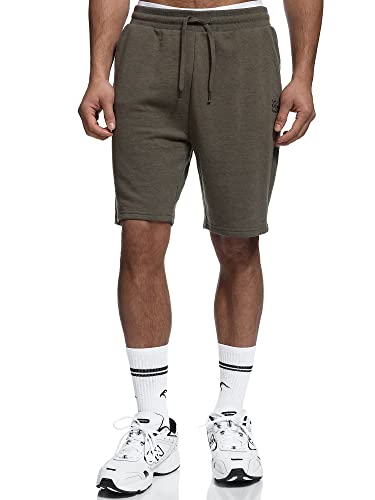 Indicode Herren Eckerd Sweatshorts mit Kordelzug | Herrenshorts Sportshorts für Männer Army Mix S von Indicode