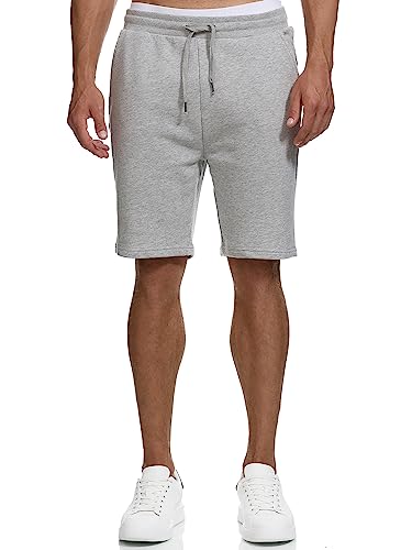 Indicode Herren Eckerd Sweatshorts mit Kordelzug | Herrenshorts Sportshorts für Männer Lt Grey Mix 3XL von Indicode