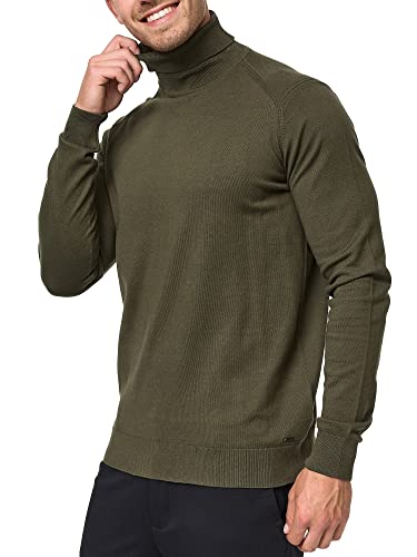 Indicode Herren Eldo Feinstrickpullover aus 80% Baumwolle | Strickpullover Rollkragen für Männer Army L von Indicode