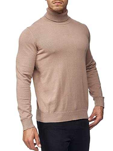 Indicode Herren Eldo Feinstrickpullover aus 80% Baumwolle | Strickpullover Rollkragen für Männer Beige Mix L von Indicode