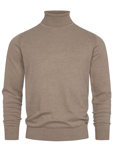 Indicode Herren Eldo Feinstrickpullover aus 80% Baumwolle | Strickpullover Rollkragen für Männer Beige Mix, L von Indicode