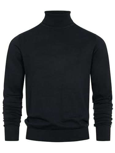 Indicode Herren Eldo Feinstrickpullover aus 80% Baumwolle | Strickpullover Rollkragen für Männer Black, M von Indicode