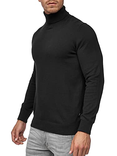 Indicode Herren Eldo Feinstrickpullover aus 80% Baumwolle | Strickpullover Rollkragen für Männer Black S von Indicode