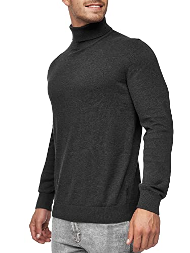 Indicode Herren Eldo Feinstrickpullover aus 80% Baumwolle | Strickpullover Rollkragen für Männer Charcoal Mix XL von Indicode