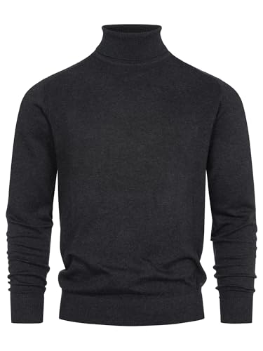 Indicode Herren Eldo Feinstrickpullover aus 80% Baumwolle | Strickpullover Rollkragen für Männer Charcoal Mix, XL von Indicode