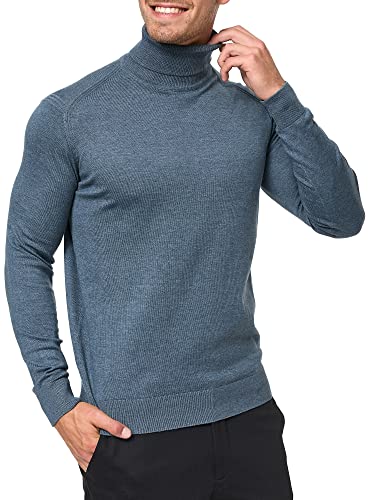 Indicode Herren Eldo Feinstrickpullover aus 80% Baumwolle | Strickpullover Rollkragen für Männer China Blue Mix L von Indicode