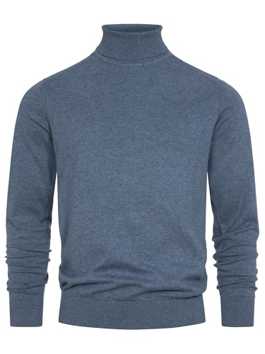Indicode Herren Eldo Feinstrickpullover aus 80% Baumwolle | Strickpullover Rollkragen für Männer China Blue Mix, M von Indicode