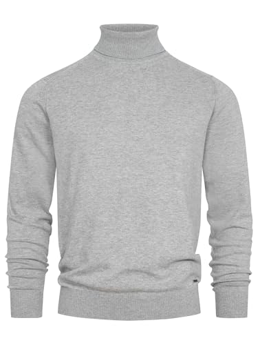 Indicode Herren Eldo Feinstrickpullover aus 80% Baumwolle | Strickpullover Rollkragen für Männer Lt Grey Mix, L von Indicode