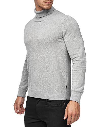 Indicode Herren Eldo Feinstrickpullover aus 80% Baumwolle | Strickpullover Rollkragen für Männer Lt Grey Mix M von Indicode