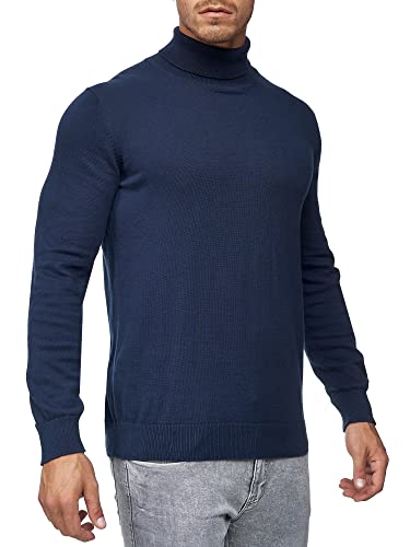 Indicode Herren Eldo Feinstrickpullover aus 80% Baumwolle | Strickpullover Rollkragen für Männer Navy L von Indicode