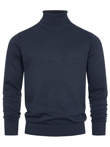 Indicode Herren Eldo Feinstrickpullover aus 80% Baumwolle | Strickpullover Rollkragen für Männer Navy, XL von Indicode