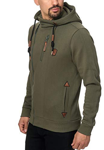 Indicode Herren Elm Kapuzensweatjacke | Herrenhoddie Hoodie Kapuzenpullover Männer Army S von Indicode