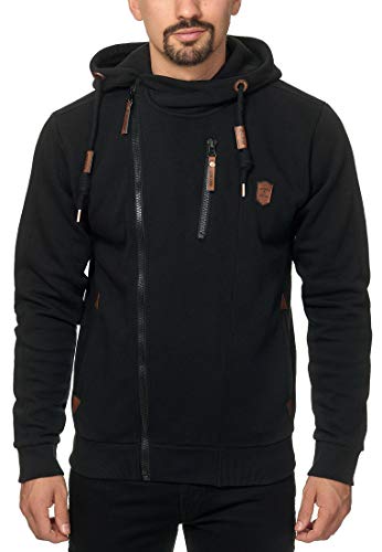 Indicode Herren Elm Kapuzensweatjacke | Herrenhoddie Hoodie Kapuzenpullover Männer Black L von Indicode