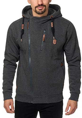 Indicode Herren Elm Kapuzensweatjacke | Herrenhoddie Hoodie Kapuzenpullover Männer Charcoal Mix M von Indicode