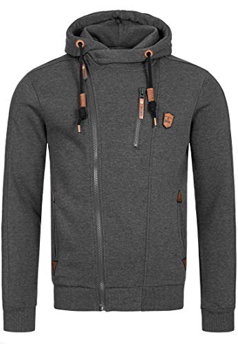 Indicode Herren Elm Kapuzensweatjacke | Herrenhoddie Hoodie Kapuzenpullover Männer Charcoal Mix, M von Indicode