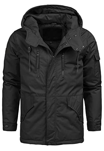 Indicode Herren Elmhurts Herrenmantel mit verdeckter Knopfleiste | Wintermantel f. Männer Black M von Indicode