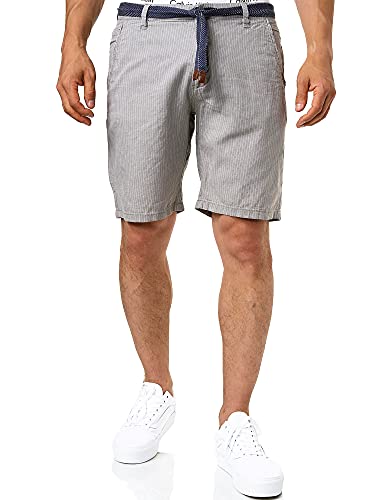 Indicode Herren Enford Shorts aus Baumwolle & Leinen | Bermuda Herrenshorts für Männer Lt Grey XXL von Indicode