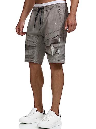 Indicode Herren Ernest Jeans Shorts mit Taschen | Herrenshorts Used Look für Männer Lt Grey, XXL von Indicode