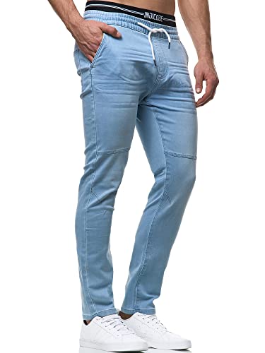 Indicode Herren Fabrizio Stoffhose mit 4 Taschen | Stretch Hose Herrenhose für Männer Dim Blue L von Indicode