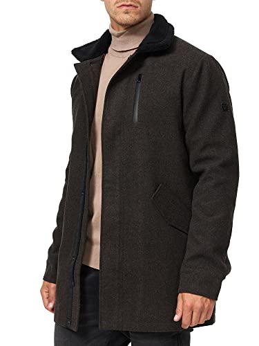 Indicode Herren Falmo Kurzmantel mit Reißverschluss | Mantel Herrenmantel Wintermantel Männer Mini Herringbone Brown XXL von Indicode