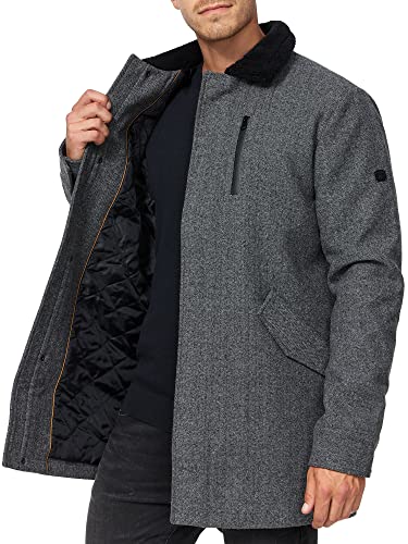 Indicode Herren Falmo Kurzmantel mit Reißverschluss | Mantel Herrenmantel Wintermantel Männer Mini Herringbone Grey, L von Indicode
