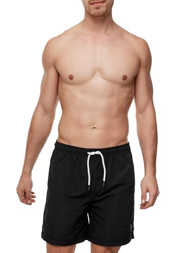 Indicode Herren Ferguson Badehose mit 3 Taschen und Tunnelzug | Badeshorts für Männer Black L von Indicode