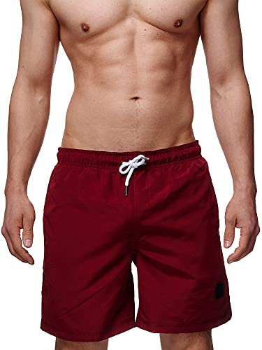 Indicode Herren Ferguson Badehose mit 3 Taschen und Tunnelzug | Badeshorts für Männer Bordeaux M von Indicode