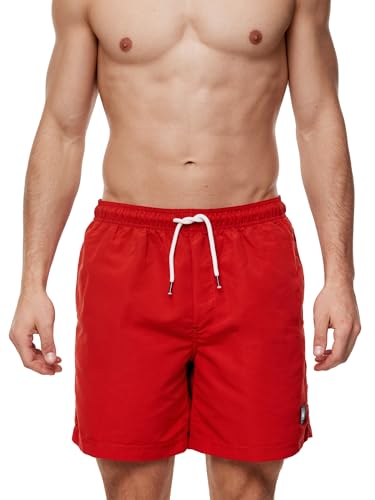 Indicode Herren Ferguson Badehose mit 3 Taschen und Tunnelzug | Badeshorts für Männer Goji Berry, XXL von Indicode